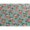 Tissu petit prix Halloween Cranes et papillons fond turquoise - Coton OekoTex