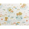 Tissu Nounours sur nuages Amiki sur fond blanc - Coton OekoTex