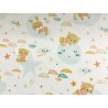 Tissu Nounours sur nuages Amiki sur fond blanc - Coton OekoTex