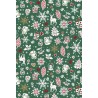 Tissu Noël Carillon fond vert - Coton OekoTex