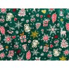 Tissu Noël Carillon fond vert - Coton OekoTex