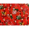 Tissu Noël Lutins farceurs fond rouge -Coton OekoTex