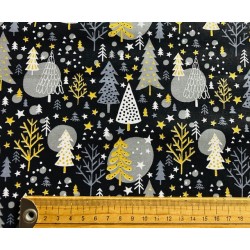 Tissu Noël Sapins Navidad fond gris - Coton OekoTex