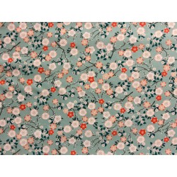 Japan addict : Tissu Hokkaïdo fleurs japonaises fond ciel - Coton OekoTex