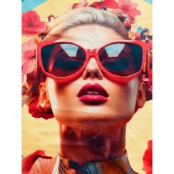 Carré velours : Femme aux lunettes rouges