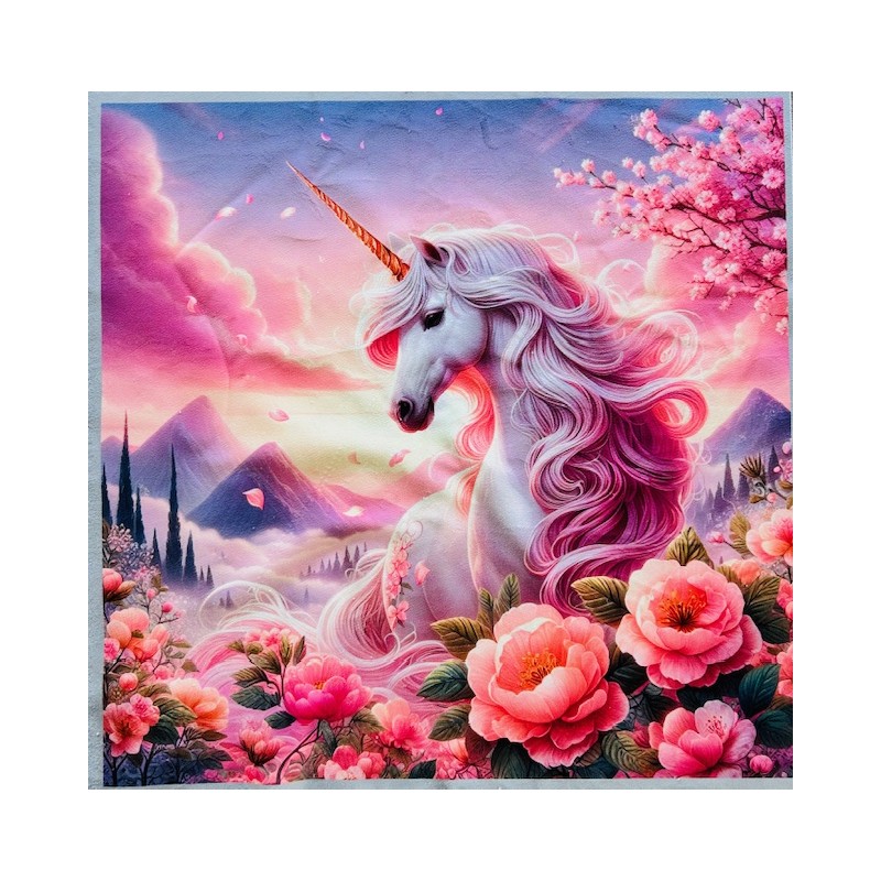 Carré velours : Licorne Japon Sakura