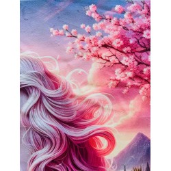 Carré velours : Licorne Japon Sakura