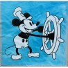 Carré velours : Mickey "Steamboat Willie" fond bleu