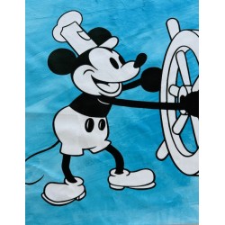 Carré velours : Mickey "Steamboat Willie" fond bleu