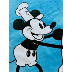 Carré velours : Mickey "Steamboat Willie" fond bleu