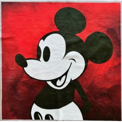 Carré velours : Mickey "Steamboat Willie" fond fouge