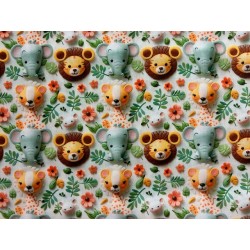 Tissu 3D Animaux de la jungle - Coton OekoTex