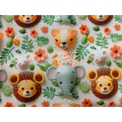 Tissu 3D Animaux de la jungle - Coton OekoTex