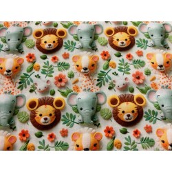 Tissu 3D Animaux de la jungle - Coton OekoTex