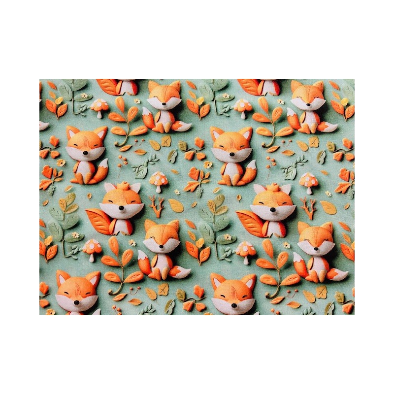 Tissu 3D Renard - Coton OekoTex